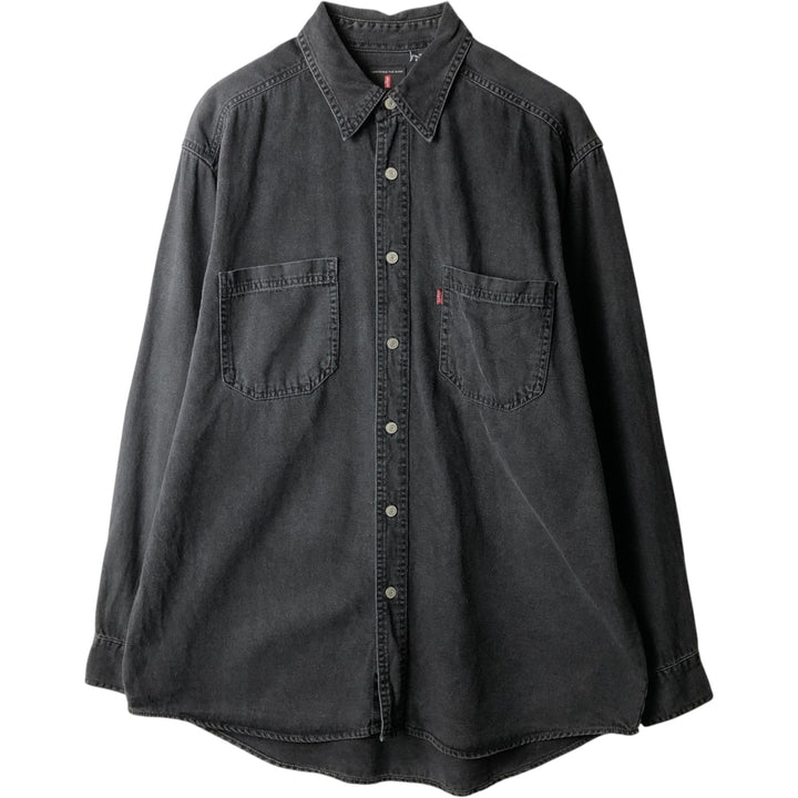 Levi's RED TAB Long-Sleeve Black Denim Shirt, Men's Size M (approx.) cotton black type Vintage Second Hand