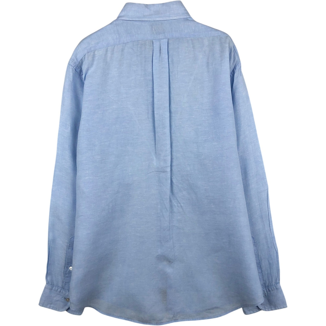 Brooks Brothers Long Sleeve Linen Button Down Shirt, Men's Size L linen Blue type light blue Vintage Second Hand