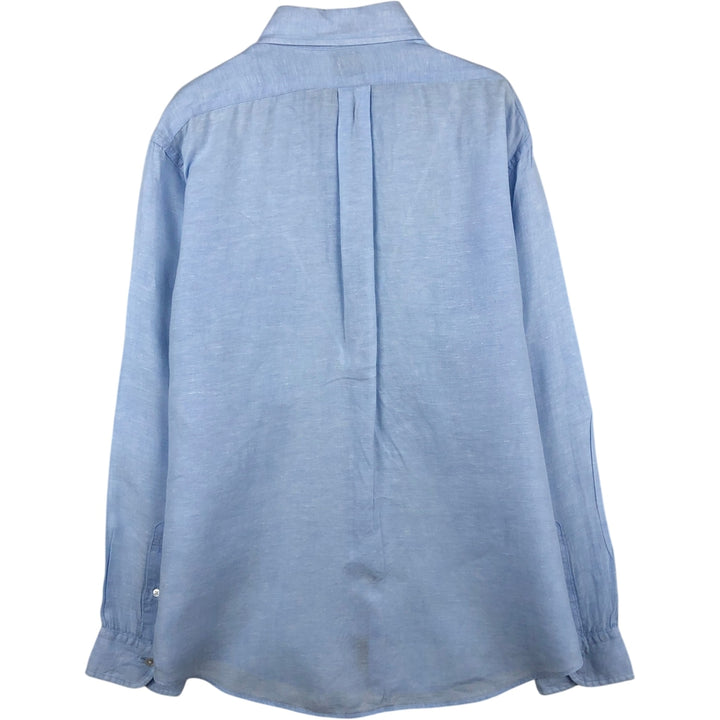 Brooks Brothers Long Sleeve Linen Button Down Shirt, Men's Size L linen Blue type light blue Vintage Second Hand