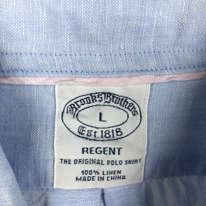Brooks Brothers Long Sleeve Linen Button Down Shirt, Men's Size L linen Blue type light blue Vintage Second Hand