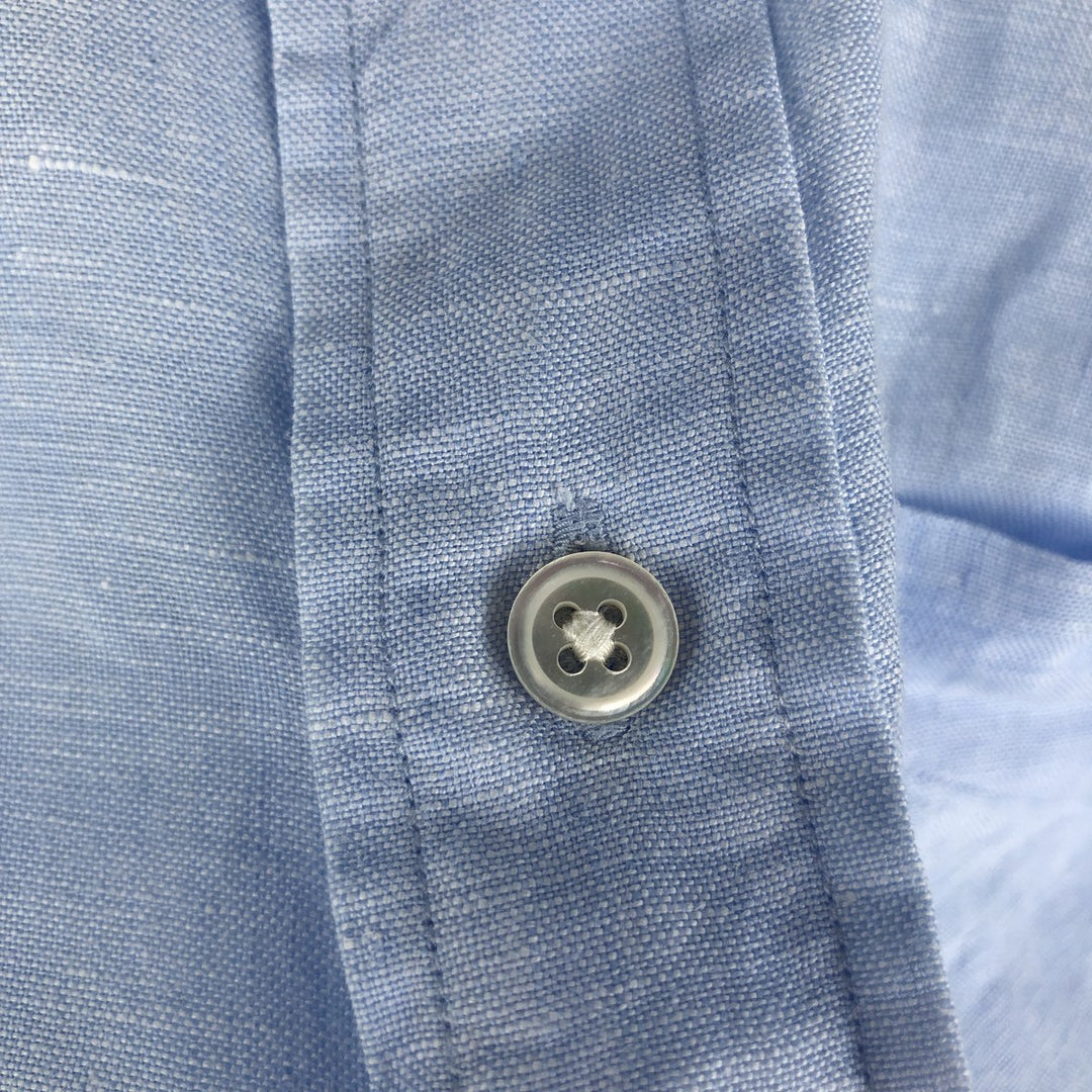 Brooks Brothers Long Sleeve Linen Button Down Shirt, Men's Size L linen Blue type light blue Vintage Second Hand