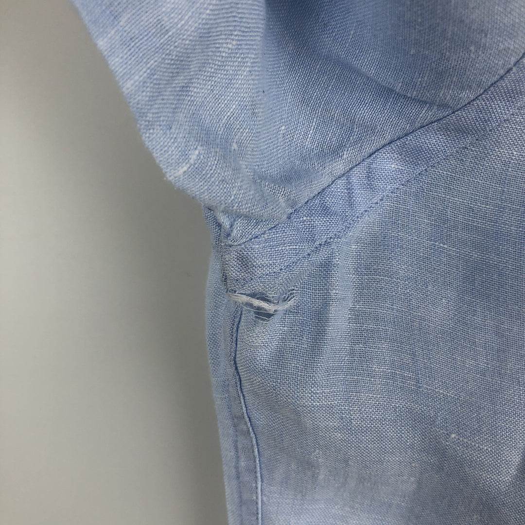 Brooks Brothers Long Sleeve Linen Button Down Shirt, Men's Size L linen Blue type light blue Vintage Second Hand
