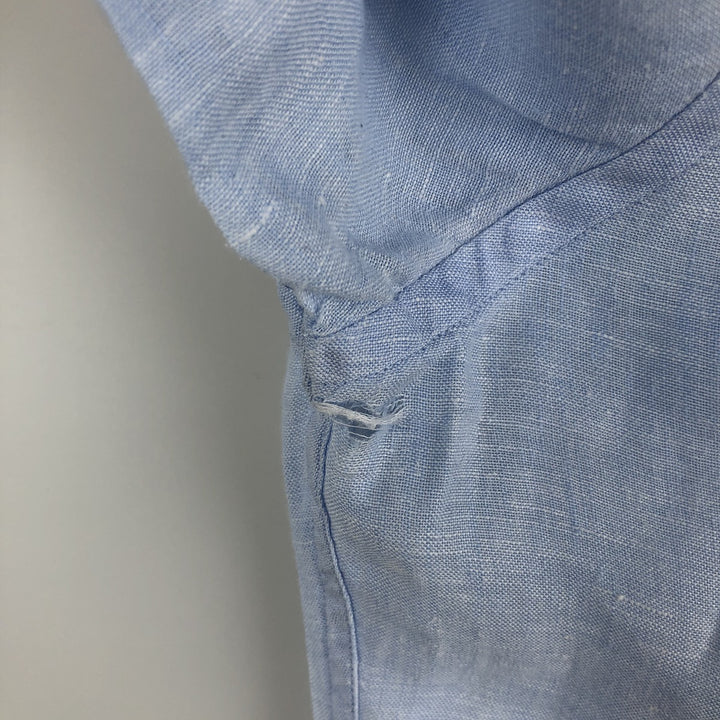 Brooks Brothers Long Sleeve Linen Button Down Shirt, Men's Size L linen Blue type light blue Vintage Second Hand