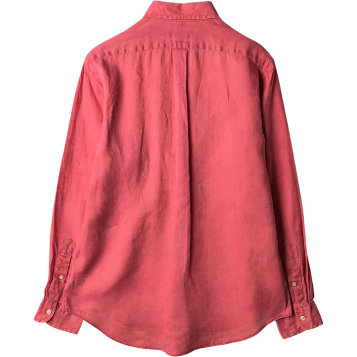 Ralph Lauren OCEAN WASH LINEN Long-Sleeve Linen Button-Down Shirt, Men's Size M (approx.) linen pink type Vintage Second Hand