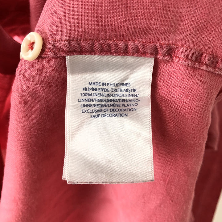 Ralph Lauren OCEAN WASH LINEN Long-Sleeve Linen Button-Down Shirt, Men's Size M (approx.) linen pink type Vintage Second Hand