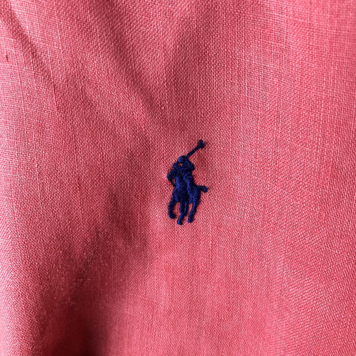 Ralph Lauren OCEAN WASH LINEN Long-Sleeve Linen Button-Down Shirt, Men's Size M (approx.) linen pink type Vintage Second Hand