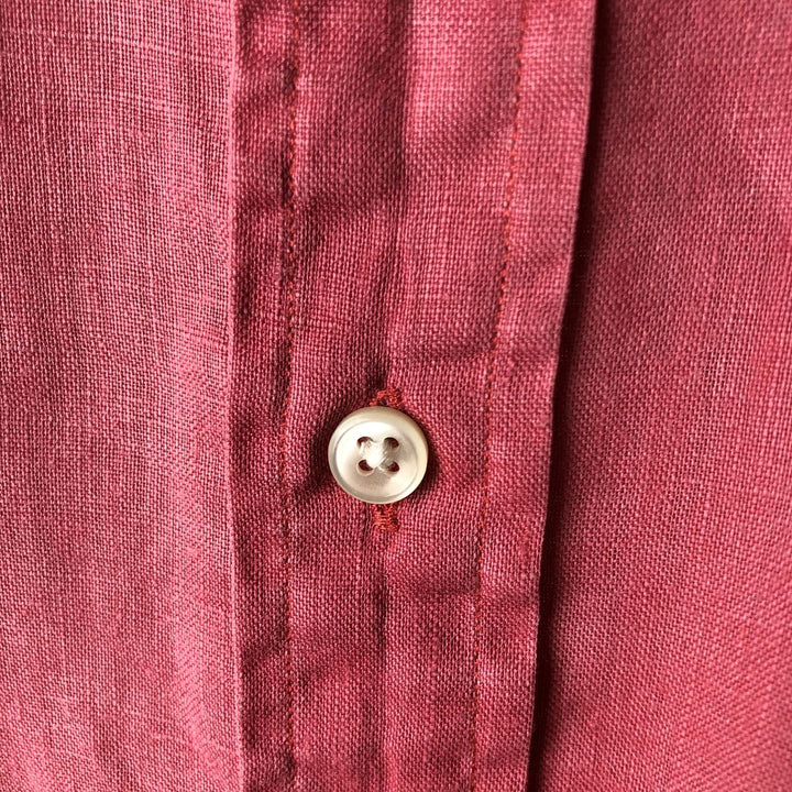 Ralph Lauren OCEAN WASH LINEN Long-Sleeve Linen Button-Down Shirt, Men's Size M (approx.) linen pink type Vintage Second Hand