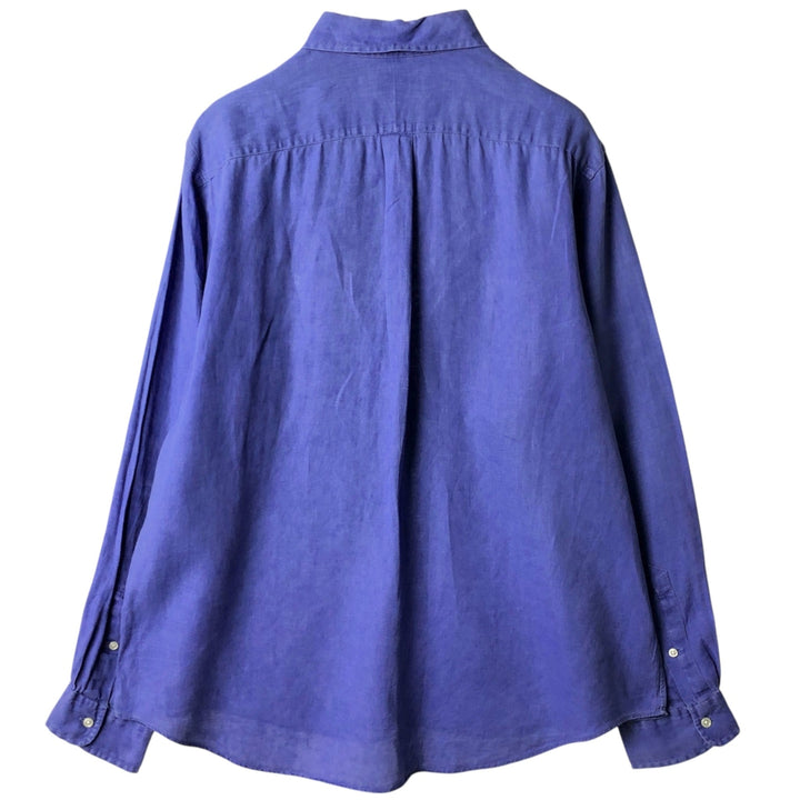 Ralph Lauren POLO RALPH LAUREN long-sleeved linen button-down shirt, men's size XL linen blue type Vintage Second Hand