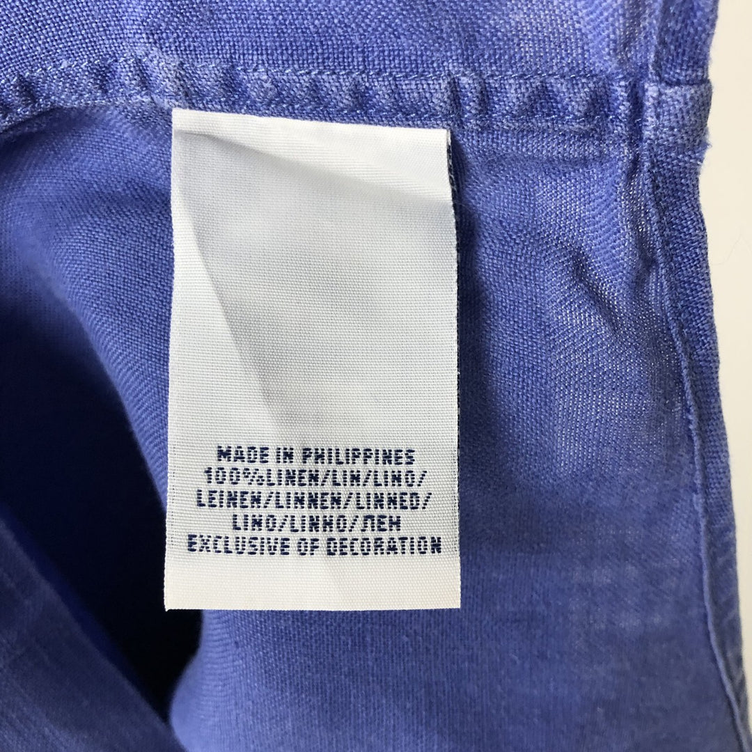 Ralph Lauren POLO RALPH LAUREN long-sleeved linen button-down shirt, men's size XL linen blue type Vintage Second Hand