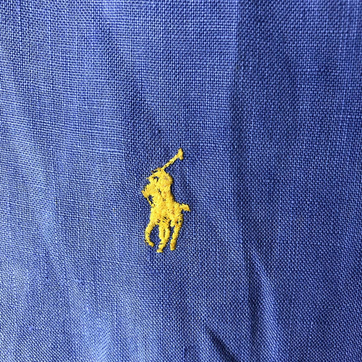 Ralph Lauren POLO RALPH LAUREN long-sleeved linen button-down shirt, men's size XL linen blue type Vintage Second Hand