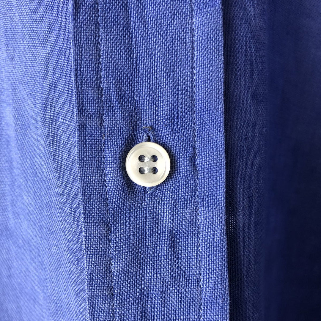 Ralph Lauren POLO RALPH LAUREN long-sleeved linen button-down shirt, men's size XL linen blue type Vintage Second Hand