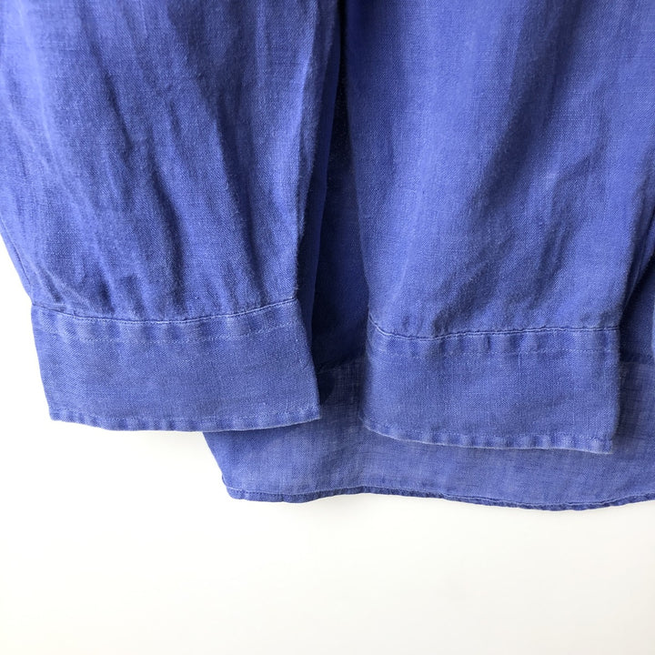 Ralph Lauren POLO RALPH LAUREN long-sleeved linen button-down shirt, men's size XL linen blue type Vintage Second Hand