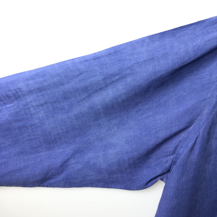 Ralph Lauren POLO RALPH LAUREN long-sleeved linen button-down shirt, men's size XL linen blue type Vintage Second Hand