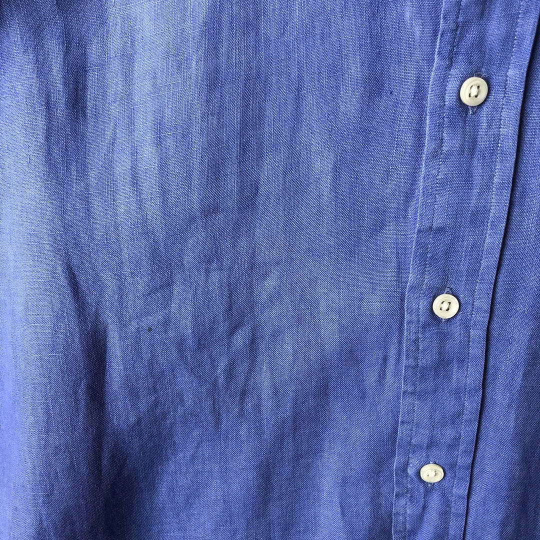 Ralph Lauren POLO RALPH LAUREN long-sleeved linen button-down shirt, men's size XL linen blue type Vintage Second Hand