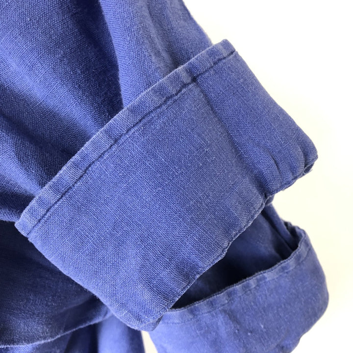 Ralph Lauren POLO RALPH LAUREN long-sleeved linen button-down shirt, men's size XL linen blue type Vintage Second Hand