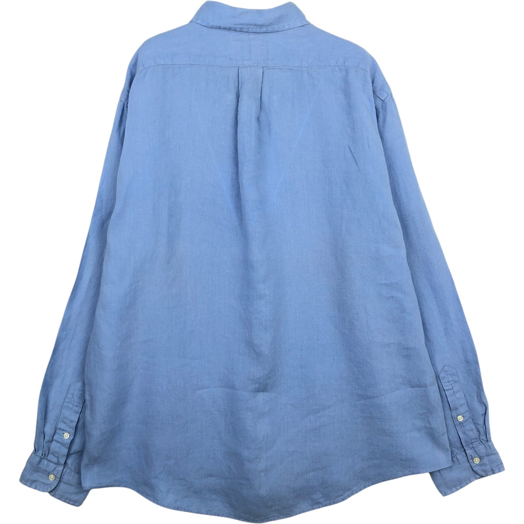 Ralph Lauren POLO by Ralph Lauren CUSTOM FIT long sleeve linen button down shirt men's XL size linen Blue type light blue Vintage Second Hand