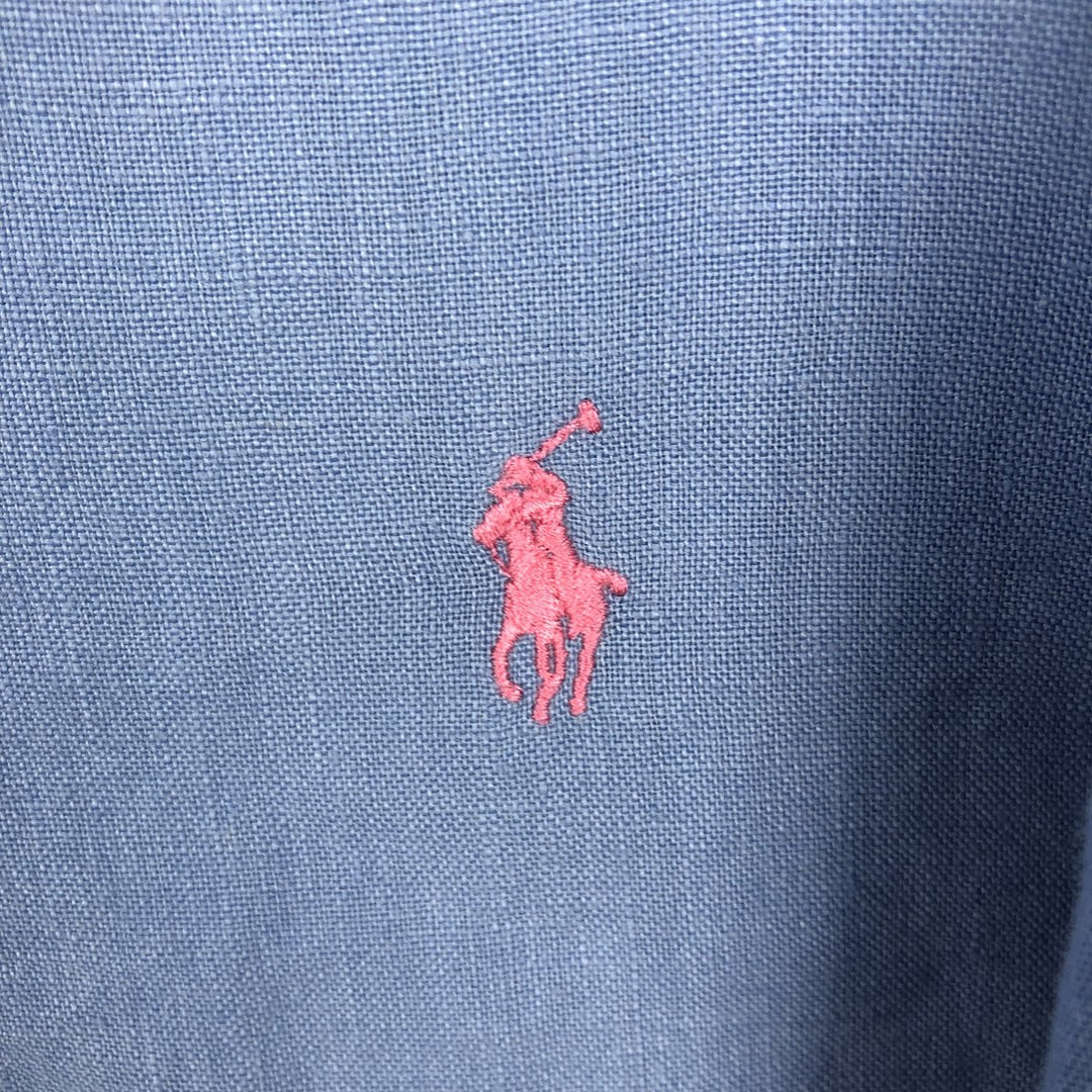 Ralph Lauren POLO by Ralph Lauren CUSTOM FIT long sleeve linen button down shirt men's XL size linen Blue type light blue Vintage Second Hand