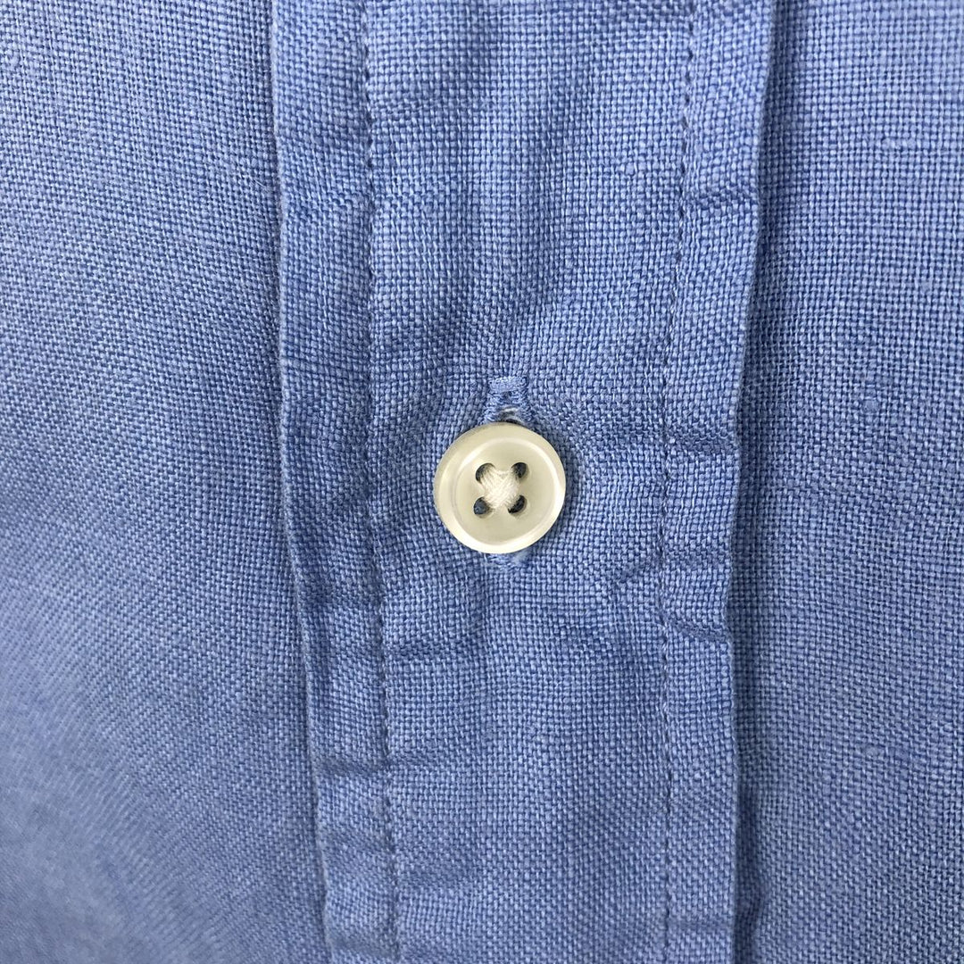Ralph Lauren POLO by Ralph Lauren CUSTOM FIT long sleeve linen button down shirt men's XL size linen Blue type light blue Vintage Second Hand