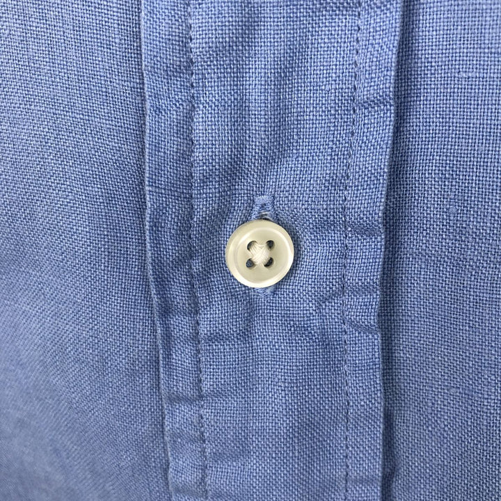 Ralph Lauren POLO by Ralph Lauren CUSTOM FIT long sleeve linen button down shirt men's XL size linen Blue type light blue Vintage Second Hand
