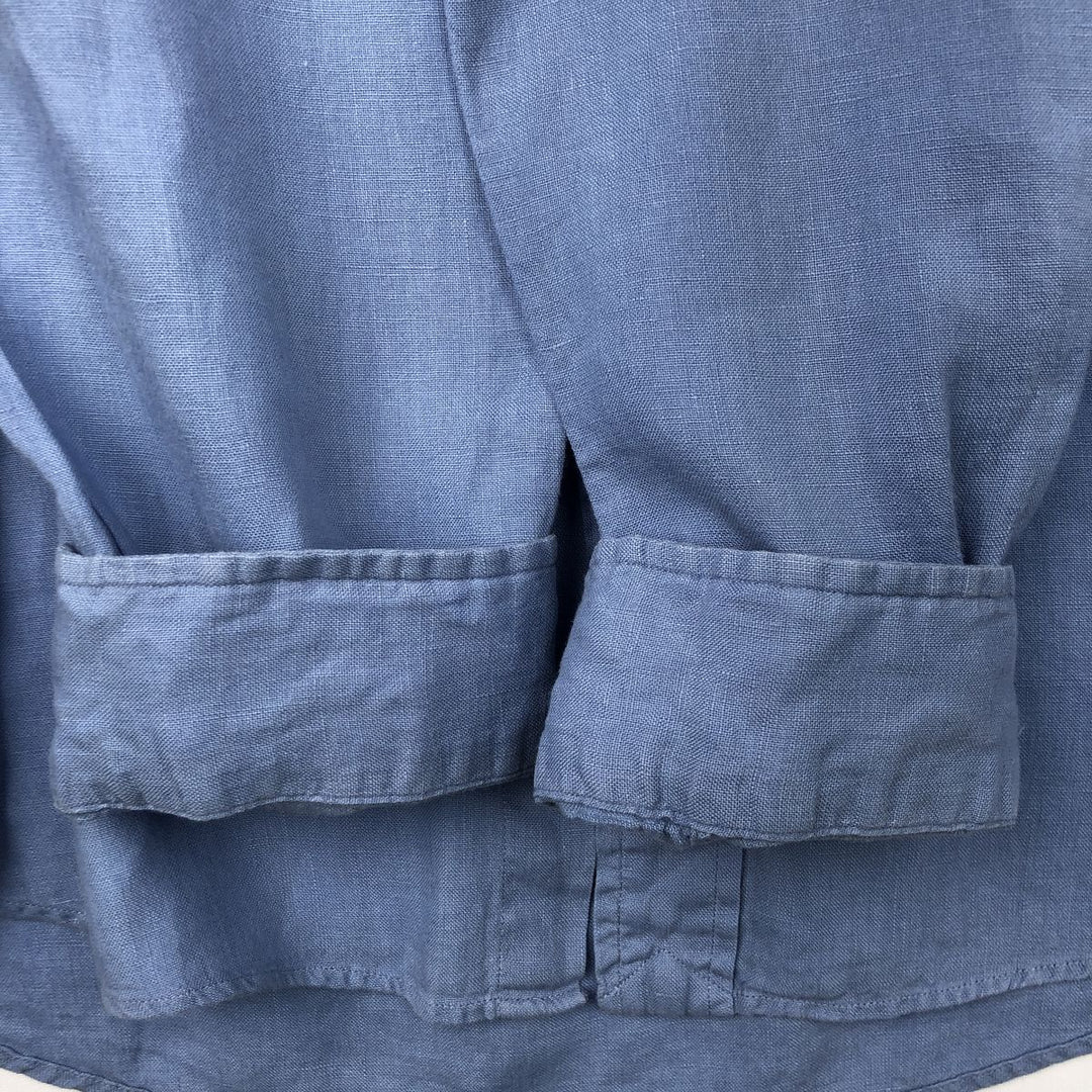 Ralph Lauren POLO by Ralph Lauren CUSTOM FIT long sleeve linen button down shirt men's XL size linen Blue type light blue Vintage Second Hand