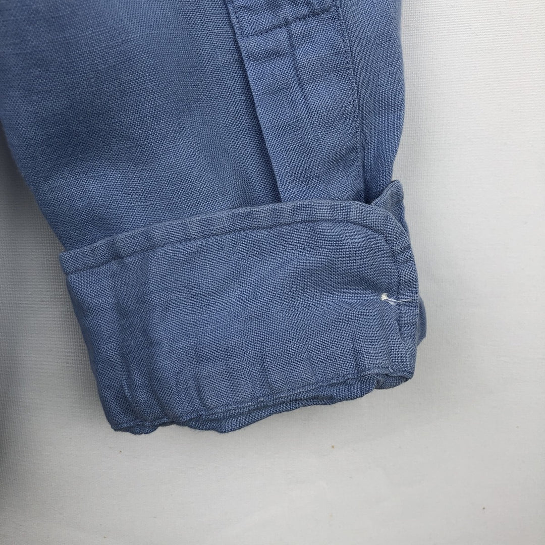 Ralph Lauren POLO by Ralph Lauren CUSTOM FIT long sleeve linen button down shirt men's XL size linen Blue type light blue Vintage Second Hand