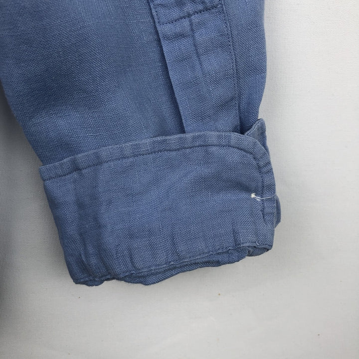 Ralph Lauren POLO by Ralph Lauren CUSTOM FIT long sleeve linen button down shirt men's XL size linen Blue type light blue Vintage Second Hand