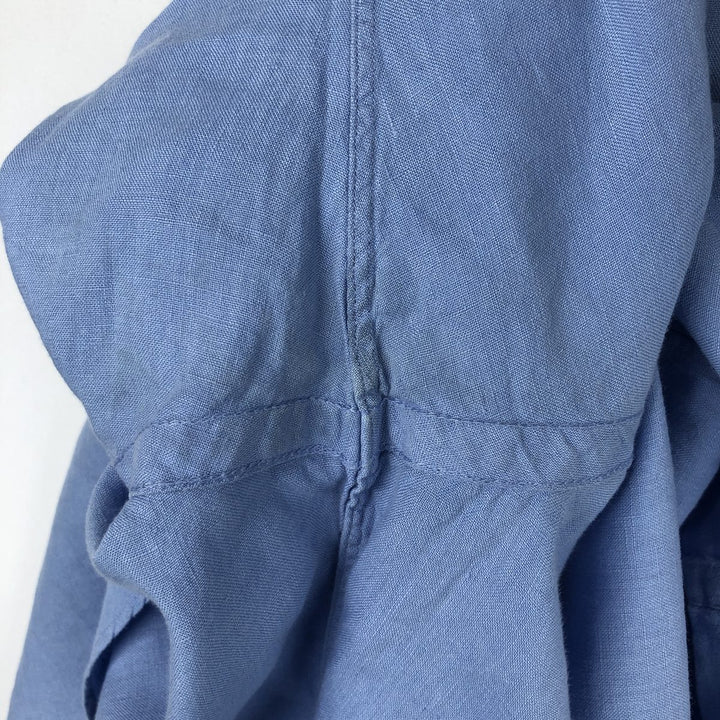 Ralph Lauren POLO by Ralph Lauren CUSTOM FIT long sleeve linen button down shirt men's XL size linen Blue type light blue Vintage Second Hand