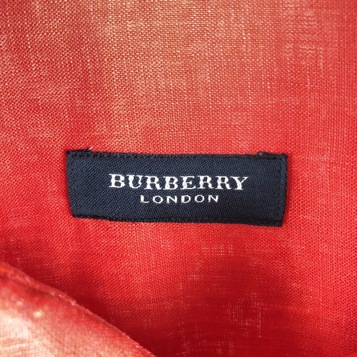 Burberry's BURBERRY LONDON Long-Sleeve Linen Button-Down Shirt, Men's Size L (approx.) unclear red type Vintage Second Hand