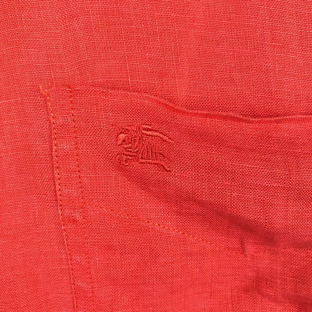 Burberry's BURBERRY LONDON Long-Sleeve Linen Button-Down Shirt, Men's Size L (approx.) unclear red type Vintage Second Hand