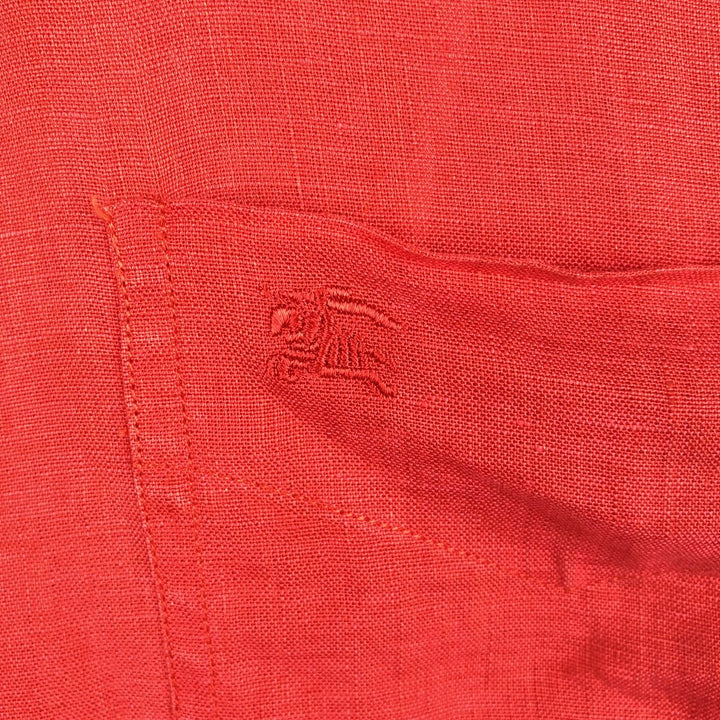 Burberry's BURBERRY LONDON Long-Sleeve Linen Button-Down Shirt, Men's Size L (approx.) unclear red type Vintage Second Hand