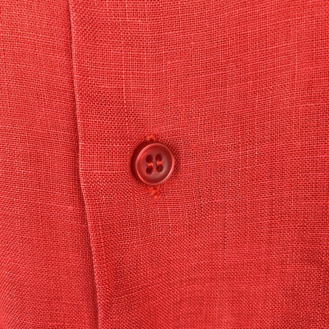Burberry's BURBERRY LONDON Long-Sleeve Linen Button-Down Shirt, Men's Size L (approx.) unclear red type Vintage Second Hand