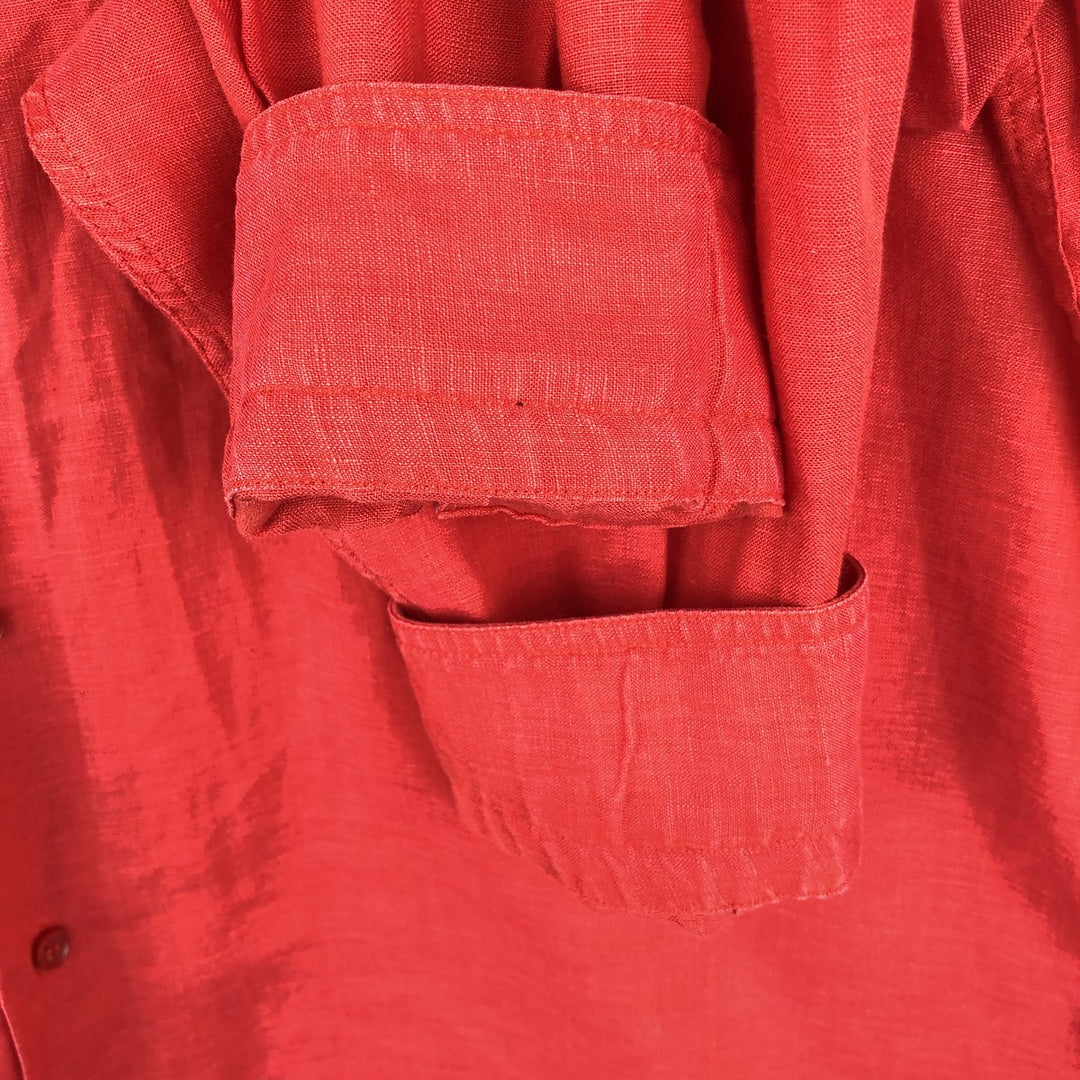 Burberry's BURBERRY LONDON Long-Sleeve Linen Button-Down Shirt, Men's Size L (approx.) unclear red type Vintage Second Hand