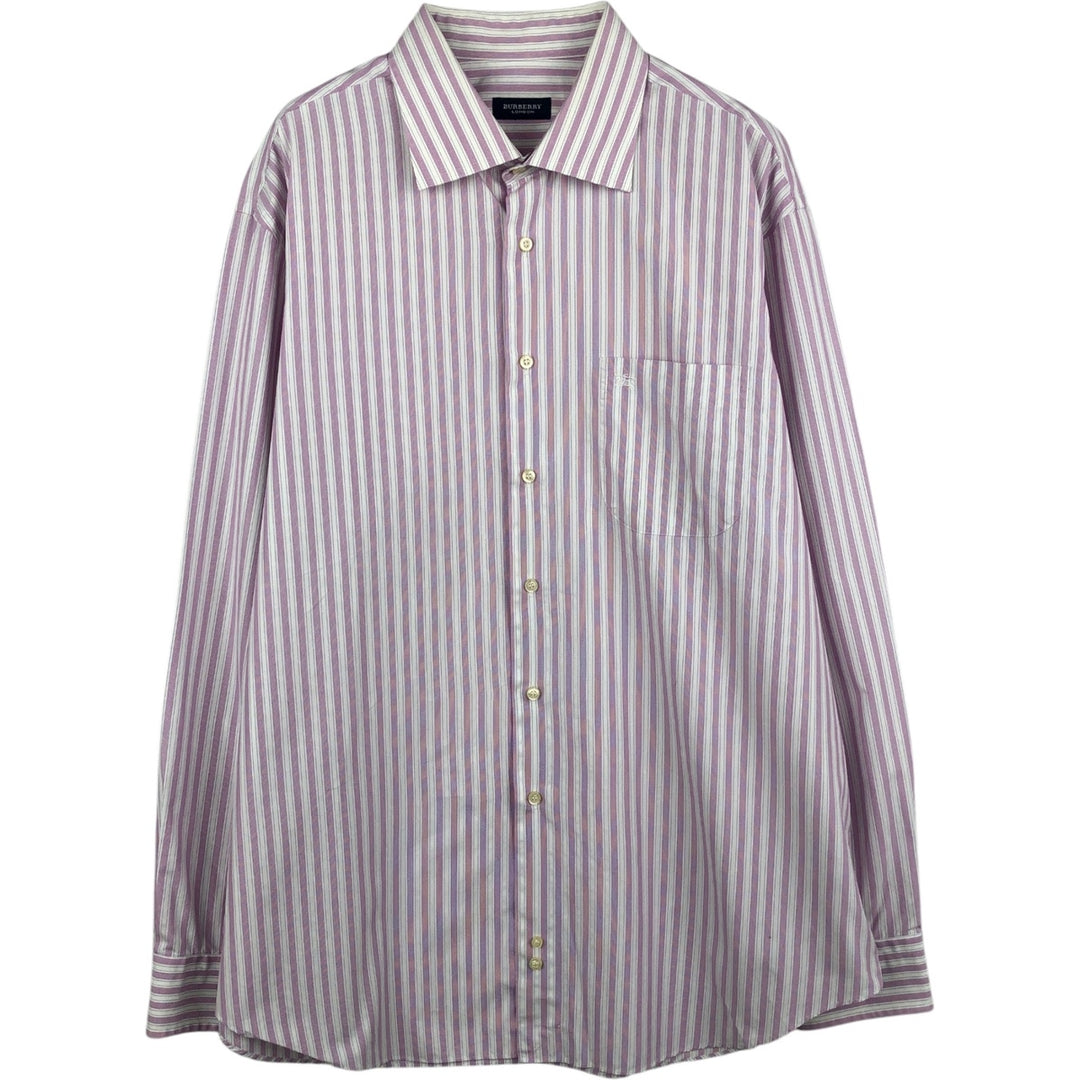 Burberry's LONDON long-sleeved striped shirt, men's size XL cotton pink type Vintage Second Hand