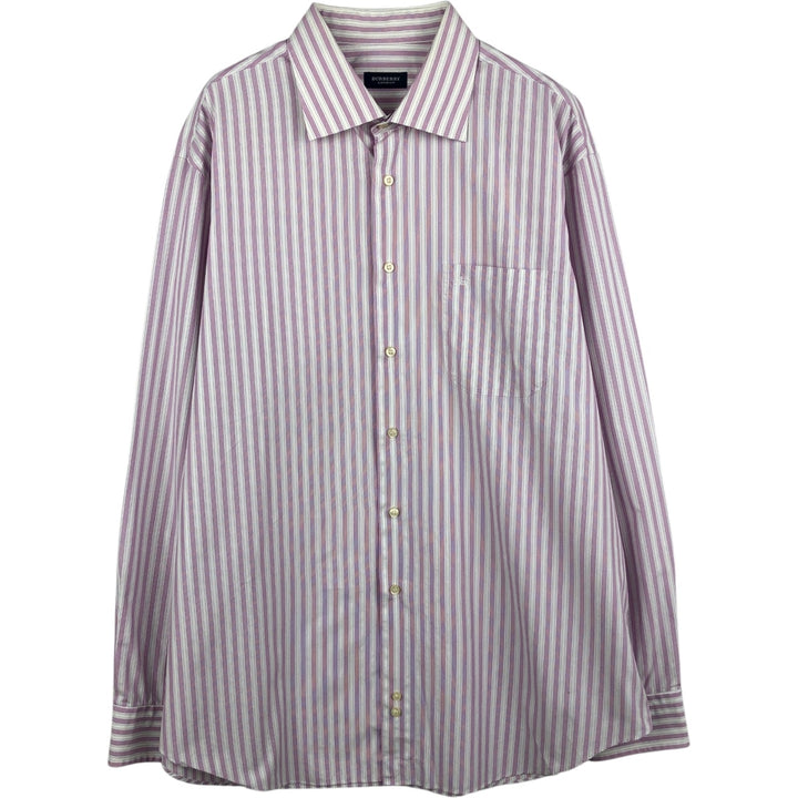 Burberry's LONDON long-sleeved striped shirt, men's size XL cotton pink type Vintage Second Hand