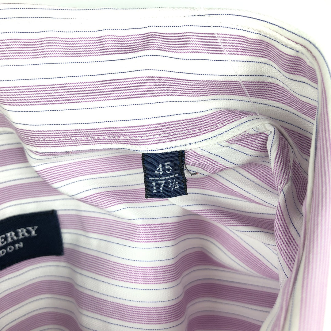 Burberry's LONDON long-sleeved striped shirt, men's size XL cotton pink type Vintage Second Hand