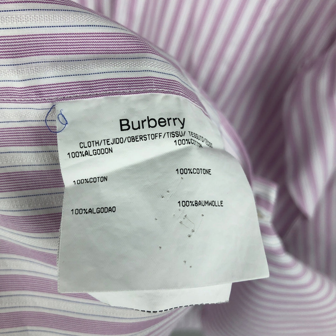 Burberry's LONDON long-sleeved striped shirt, men's size XL cotton pink type Vintage Second Hand