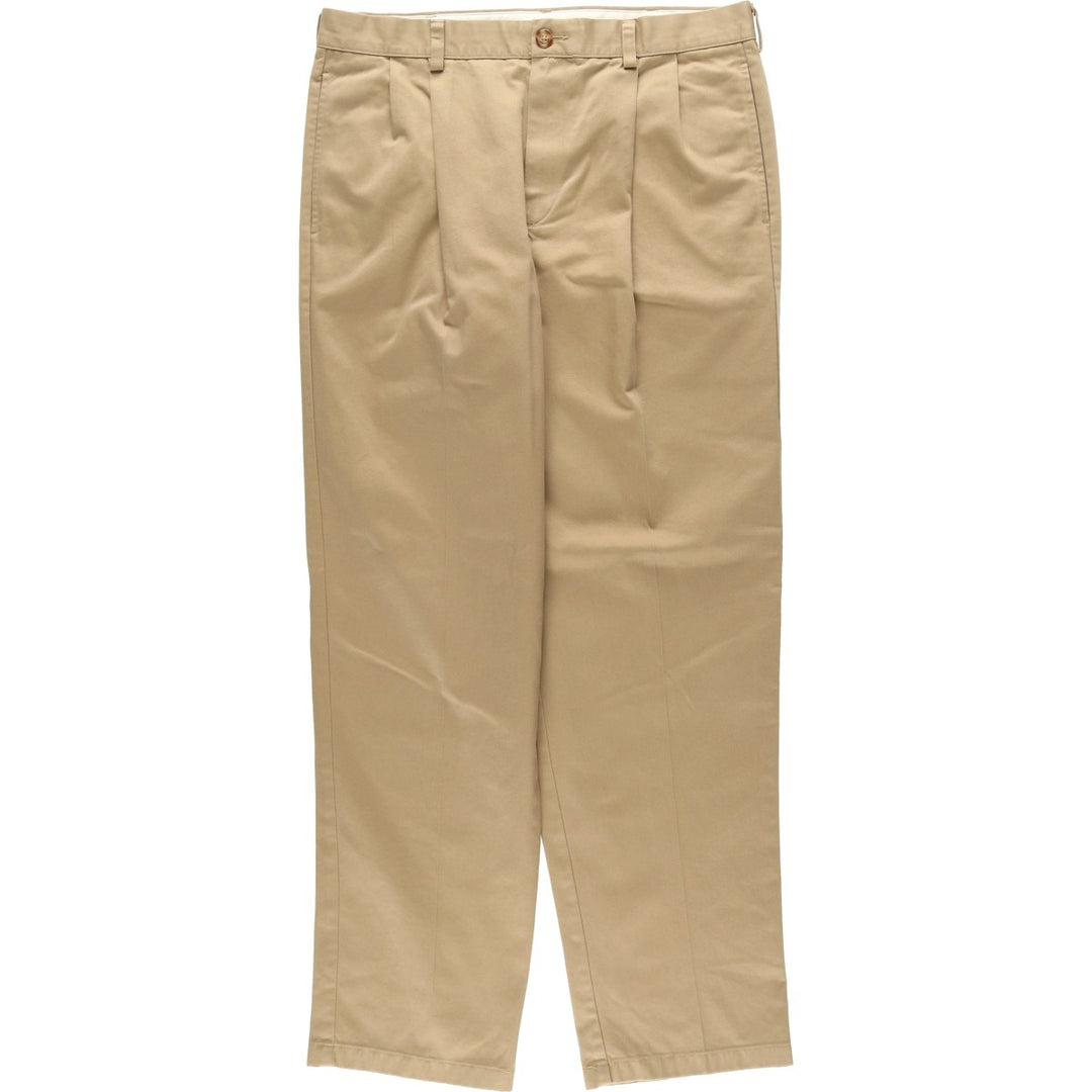 LLBean NATURAL FIT Two-Pleat Chino Pants, Men's Size W36 (approx.) cotton Beige type Vintage Second Hand
