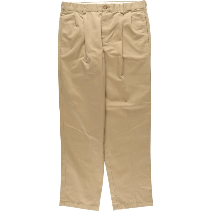 LLBean NATURAL FIT Two-Pleat Chino Pants, Men's Size W36 (approx.) cotton Beige type Vintage Second Hand