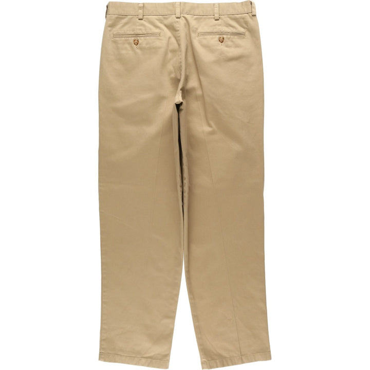 LLBean NATURAL FIT Two-Pleat Chino Pants, Men's Size W36 (approx.) cotton Beige type Vintage Second Hand