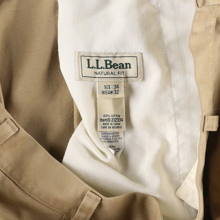 LLBean NATURAL FIT Two-Pleat Chino Pants, Men's Size W36 (approx.) cotton Beige type Vintage Second Hand