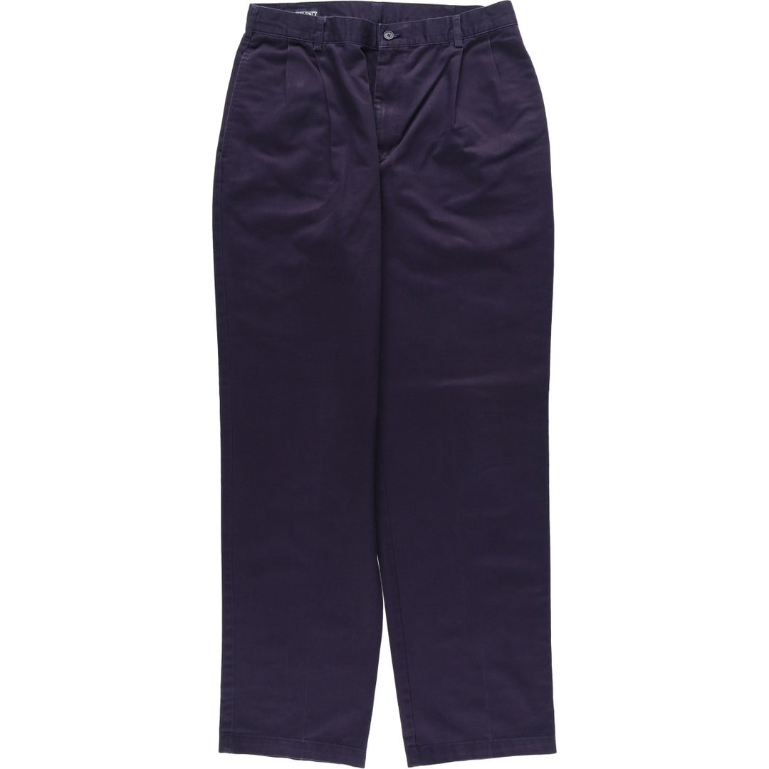 Lands' End Two-Pleat Chino Pants, Men's Size W31 (approx.) cotton navy blue type Vintage Second Hand