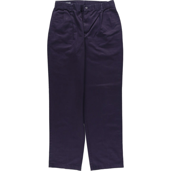 Lands' End Two-Pleat Chino Pants, Men's Size W31 (approx.) cotton navy blue type Vintage Second Hand