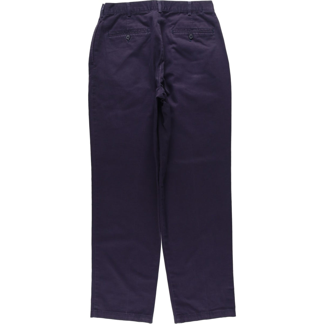 Lands' End Two-Pleat Chino Pants, Men's Size W31 (approx.) cotton navy blue type Vintage Second Hand