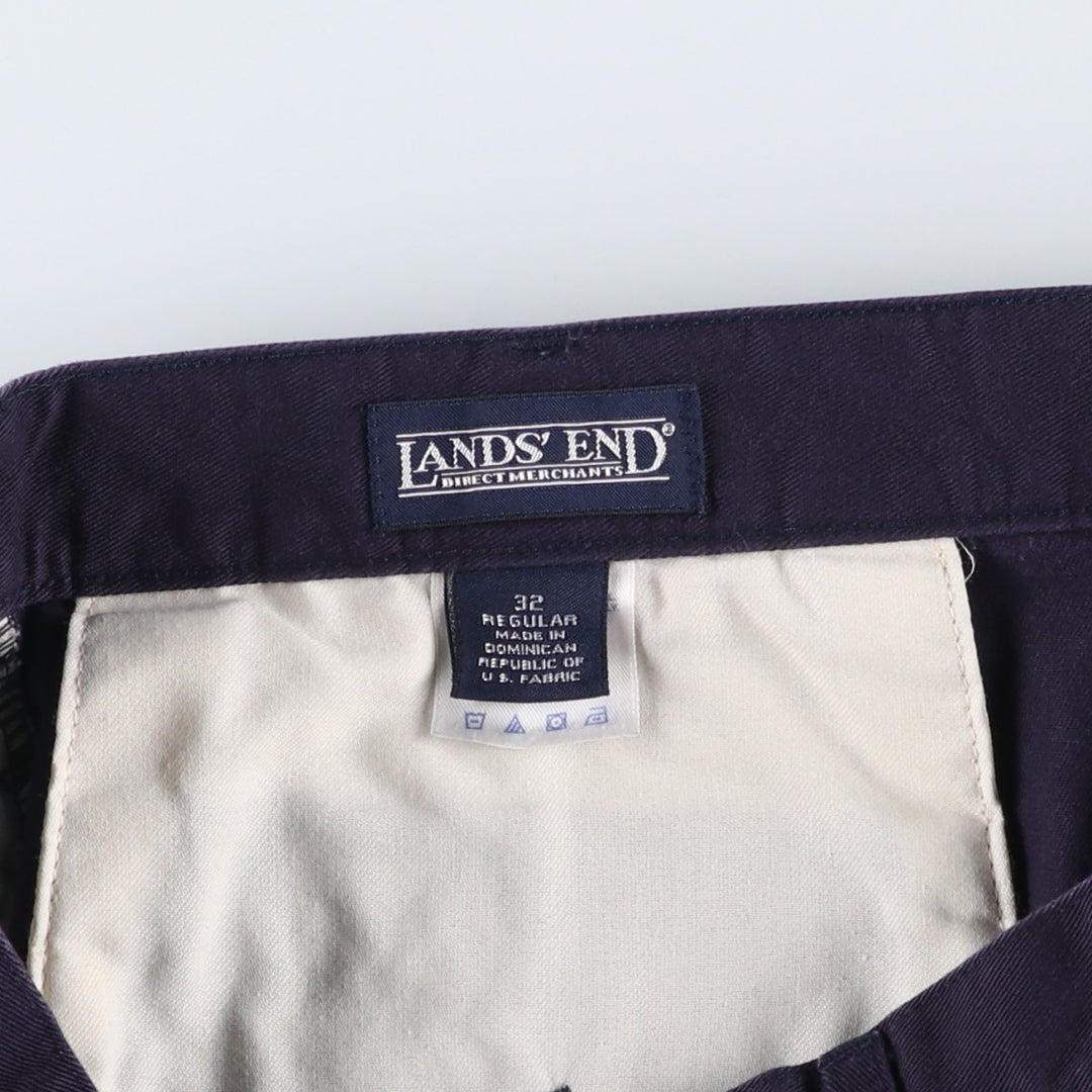 Lands' End Two-Pleat Chino Pants, Men's Size W31 (approx.) cotton navy blue type Vintage Second Hand