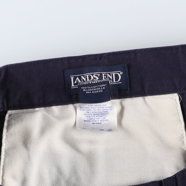 Lands' End Two-Pleat Chino Pants, Men's Size W31 (approx.) cotton navy blue type Vintage Second Hand