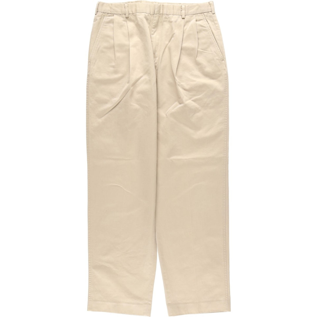 Lands' End Two-Pleat Chino Pants, Men's Size W32 (approx.) cotton Beige type Vintage Second Hand