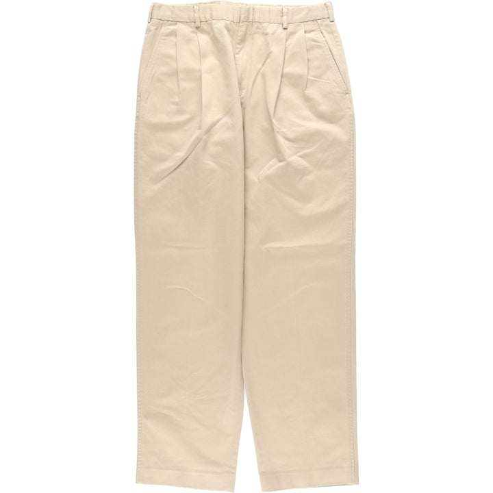 Lands' End Two-Pleat Chino Pants, Men's Size W32 (approx.) cotton Beige type Vintage Second Hand