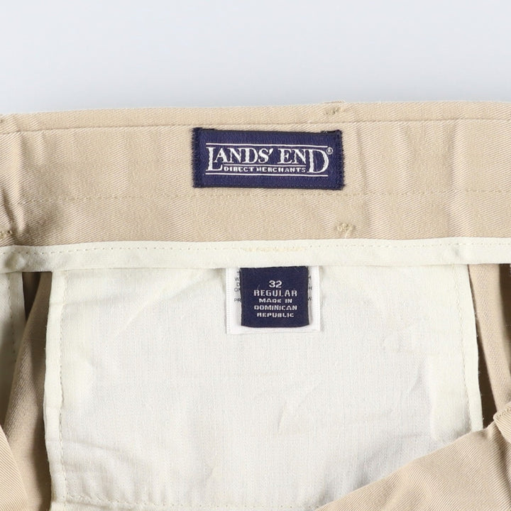 Lands' End Two-Pleat Chino Pants, Men's Size W32 (approx.) cotton Beige type Vintage Second Hand