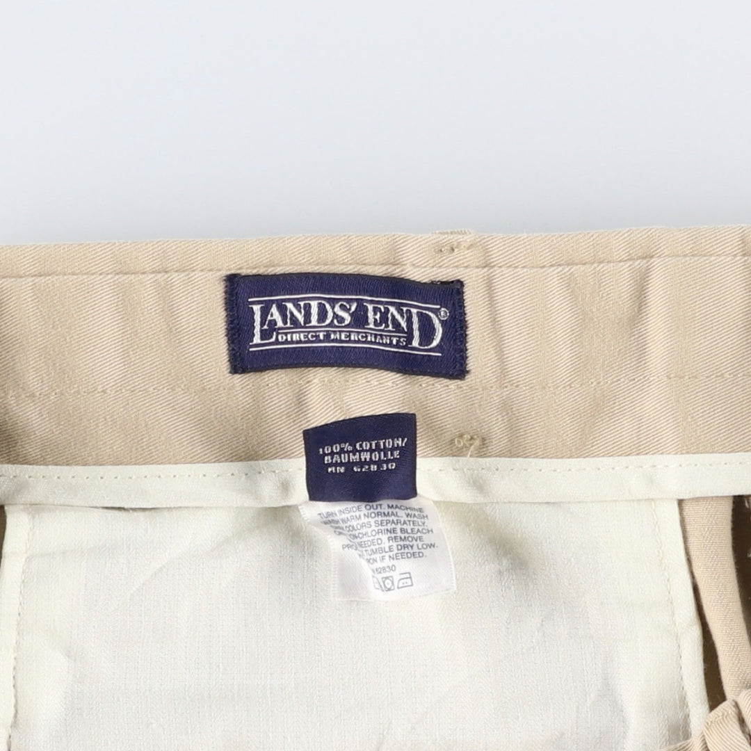 Lands' End Two-Pleat Chino Pants, Men's Size W32 (approx.) cotton Beige type Vintage Second Hand