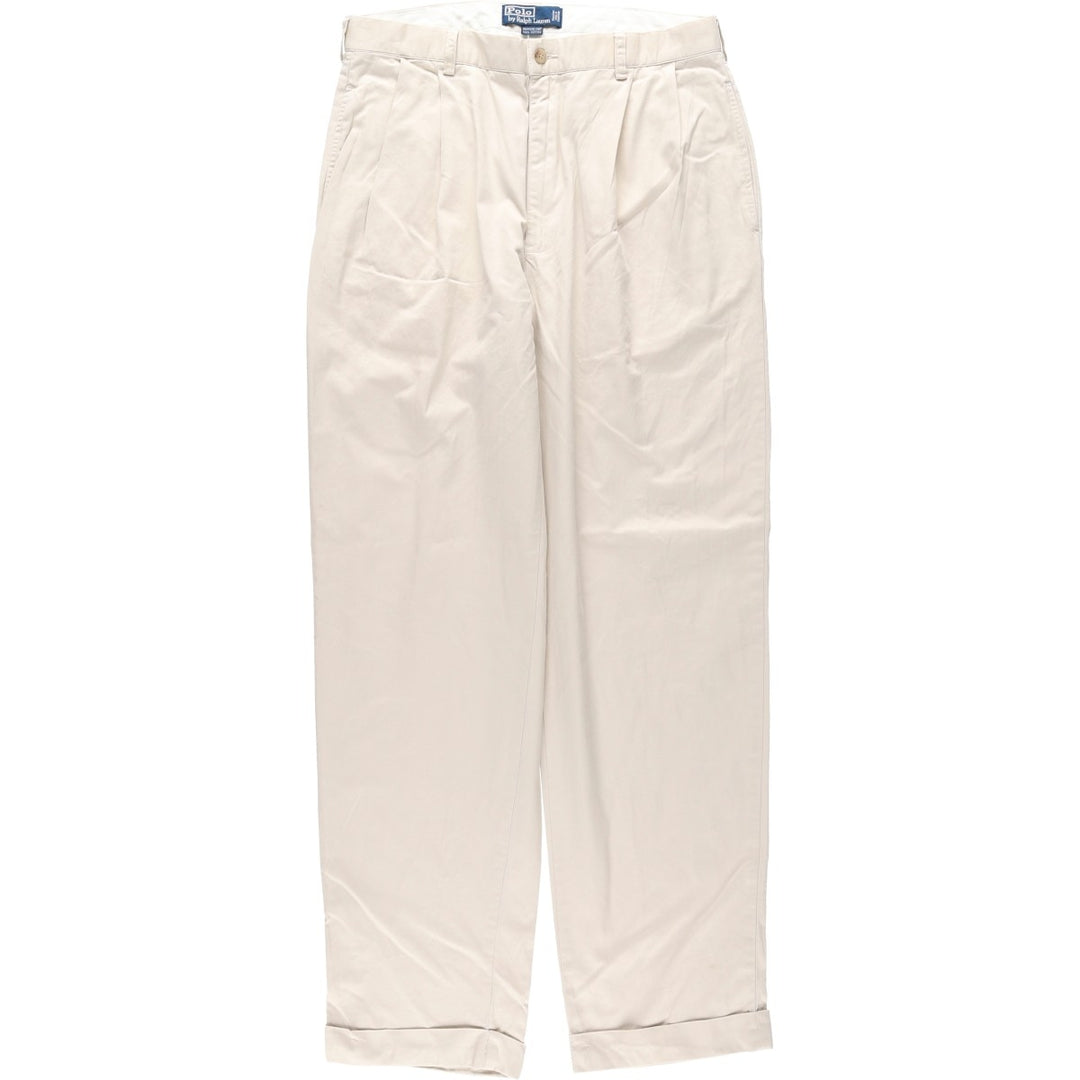 Ralph Lauren POLO by Ralph Lauren HAMMOND PANT, two-pleat chino pants, men's, W33 equivalent cotton Beige type Vintage Second Hand